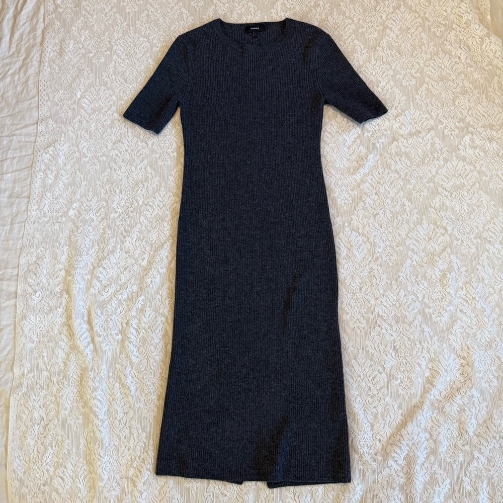 Theory Uliana noble ribbed bodycon midi sweater dress